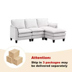 HYLEORY Canapé d'angle moderne en lin flanelle de 192 cm de large avec pouf pour salon