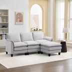 HYLEORY Canapé d'angle moderne en lin flanelle de 192 cm de large avec pouf pour salon