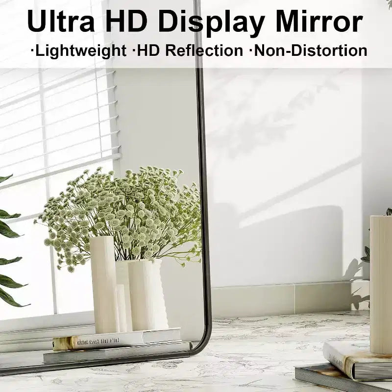 Miroirs pleine longueur rectangulaires à cadre en alliage d'aluminium 64x21, Noir