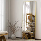 Miroirs pleine longueur rectangulaires à cadre en alliage d'aluminium 64x21, Noir