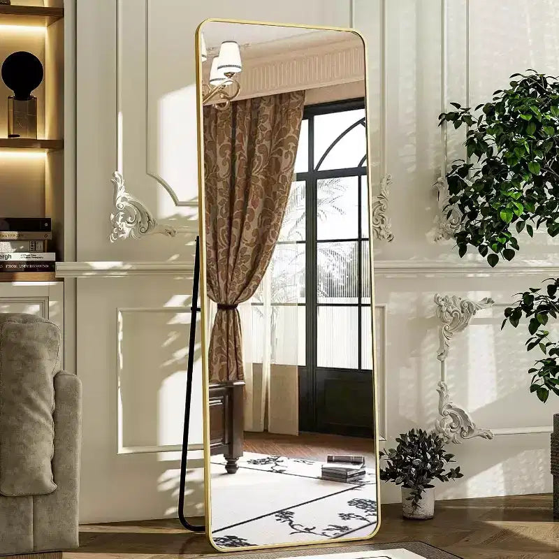 Miroirs pleine longueur rectangulaires à cadre en alliage d'aluminium 64x21, Noir
