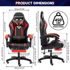 Fauteuil de Gamer Ergonomique de Bureau Hoffree Comfort Massage avec Repose-pieds et Lumière RGB