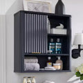Bathroom Wall Cabinet with Sliding Door, Wood Hanging Cabinet with Adjustable Shelf & Faux Marble Top, Over The Toilet, Bathroom Cabinet
