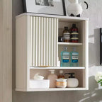 Meuble mural de salle de bain avec porte coulissante, armoire murale en bois avec étagère réglable et plateau imitation marbre, à placer au-dessus des toilettes, meuble de salle de bain