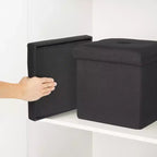 VECELO Banc de Rangement Pliant 46/30/15/11.8, Coffre de Rangement, Tabouret Repose-Pieds en Tissu de Lin, Poufs de Rangement, Pouf de Rangement Pliant