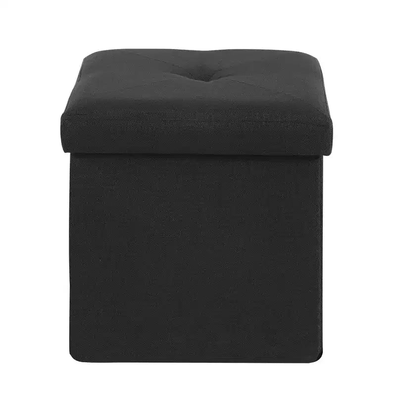 VECELO Banc de Rangement Pliant 46/30/15/11.8, Coffre de Rangement, Tabouret Repose-Pieds en Tissu de Lin, Poufs de Rangement, Pouf de Rangement Pliant