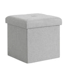 VECELO Banc de Rangement Pliant 46/30/15/11.8, Coffre de Rangement, Tabouret Repose-Pieds en Tissu de Lin, Poufs de Rangement, Pouf de Rangement Pliant