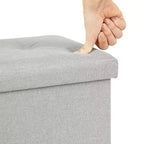 VECELO Banc de Rangement Pliant 46/30/15/11.8, Coffre de Rangement, Tabouret Repose-Pieds en Tissu de Lin, Poufs de Rangement, Pouf de Rangement Pliant