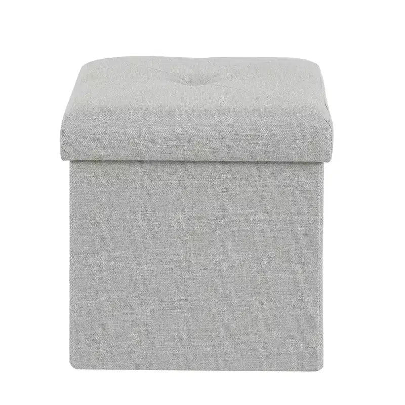 VECELO Banc de Rangement Pliant 46/30/15/11.8, Coffre de Rangement, Tabouret Repose-Pieds en Tissu de Lin, Poufs de Rangement, Pouf de Rangement Pliant