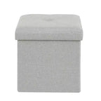 VECELO Banc de Rangement Pliant 46/30/15/11.8, Coffre de Rangement, Tabouret Repose-Pieds en Tissu de Lin, Poufs de Rangement, Pouf de Rangement Pliant