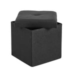 VECELO Banc de Rangement Pliant 46/30/15/11.8, Coffre de Rangement, Tabouret Repose-Pieds en Tissu de Lin, Poufs de Rangement, Pouf de Rangement Pliant