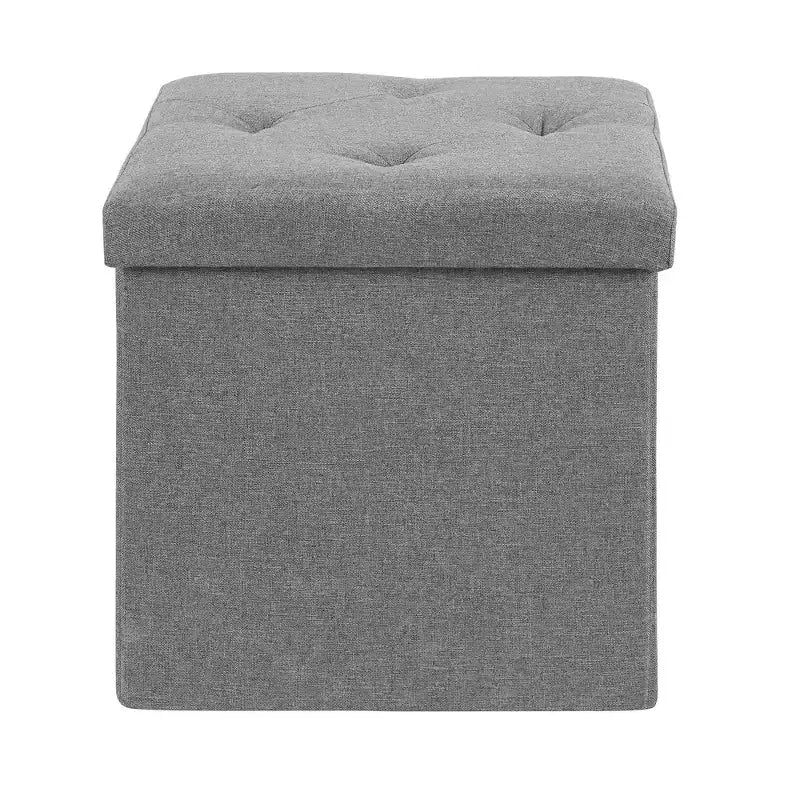 VECELO Banc de Rangement Pliant 46/30/15/11.8, Coffre de Rangement, Tabouret Repose-Pieds en Tissu de Lin, Poufs de Rangement, Pouf de Rangement Pliant