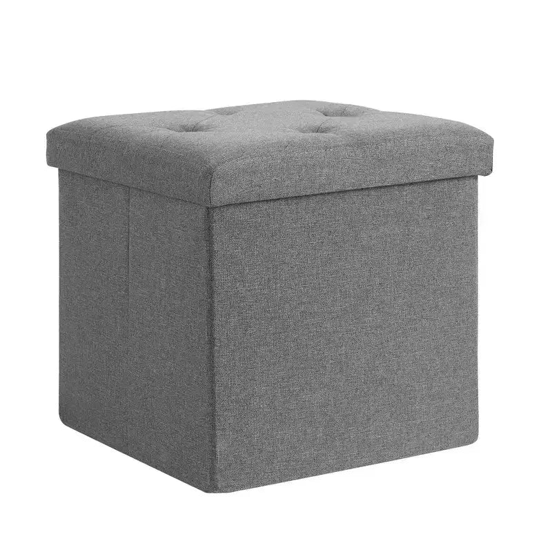 VECELO Banc de Rangement Pliant 46/30/15/11.8, Coffre de Rangement, Tabouret Repose-Pieds en Tissu de Lin, Poufs de Rangement, Pouf de Rangement Pliant