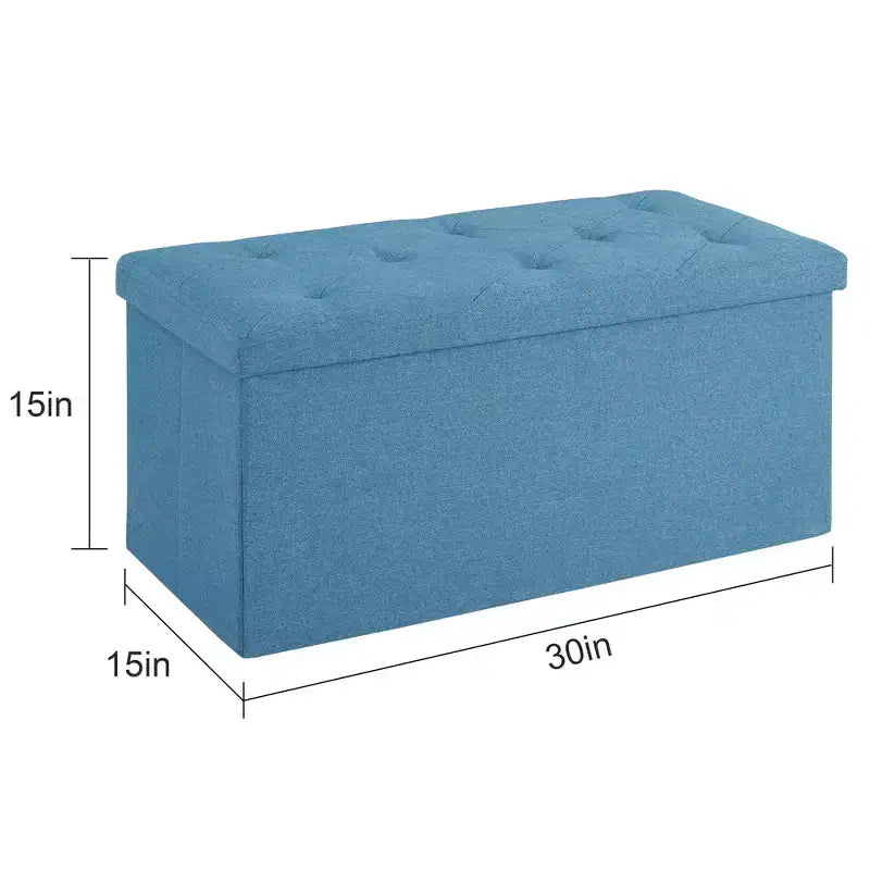 VECELO Banc de Rangement Pliant 46/30/15/11.8, Coffre de Rangement, Tabouret Repose-Pieds en Tissu de Lin, Poufs de Rangement, Pouf de Rangement Pliant