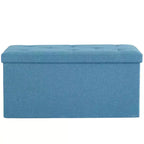 VECELO Banc de Rangement Pliant 46/30/15/11.8, Coffre de Rangement, Tabouret Repose-Pieds en Tissu de Lin, Poufs de Rangement, Pouf de Rangement Pliant