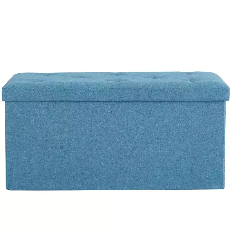 VECELO Banc de Rangement Pliant 46/30/15/11.8, Coffre de Rangement, Tabouret Repose-Pieds en Tissu de Lin, Poufs de Rangement, Pouf de Rangement Pliant