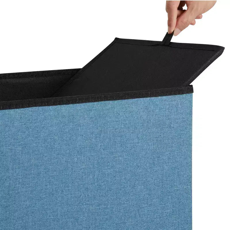 VECELO Banc de Rangement Pliant 46/30/15/11.8, Coffre de Rangement, Tabouret Repose-Pieds en Tissu de Lin, Poufs de Rangement, Pouf de Rangement Pliant