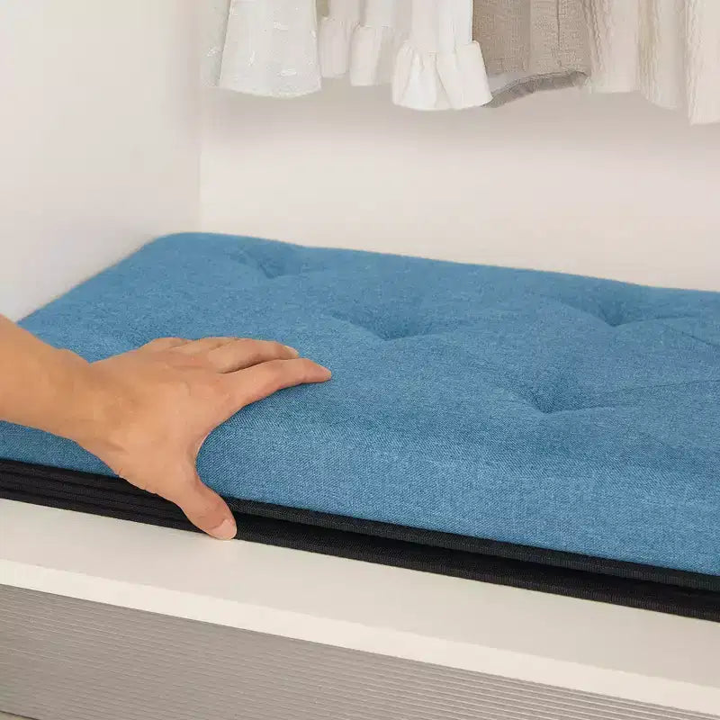 VECELO Banc de Rangement Pliant 46/30/15/11.8, Coffre de Rangement, Tabouret Repose-Pieds en Tissu de Lin, Poufs de Rangement, Pouf de Rangement Pliant