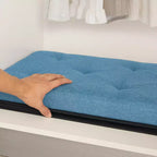 VECELO Banc de Rangement Pliant 46/30/15/11.8, Coffre de Rangement, Tabouret Repose-Pieds en Tissu de Lin, Poufs de Rangement, Pouf de Rangement Pliant
