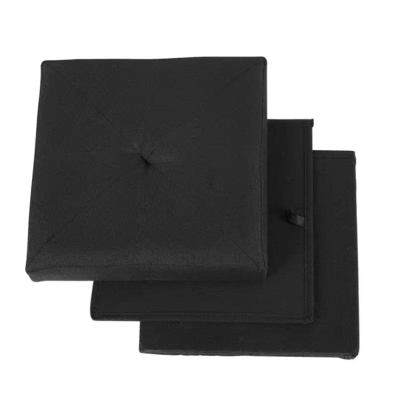 VECELO Banc de Rangement Pliant 46/30/15/11.8, Coffre de Rangement, Tabouret Repose-Pieds en Tissu de Lin, Poufs de Rangement, Pouf de Rangement Pliant
