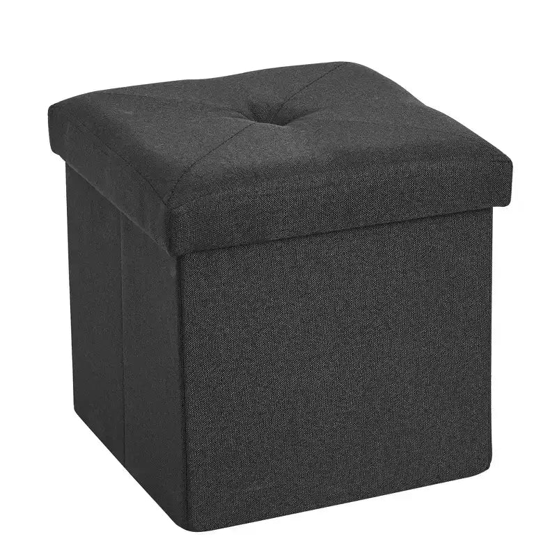 VECELO Banc de Rangement Pliant 46/30/15/11.8, Coffre de Rangement, Tabouret Repose-Pieds en Tissu de Lin, Poufs de Rangement, Pouf de Rangement Pliant