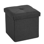 VECELO Banc de Rangement Pliant 46/30/15/11.8, Coffre de Rangement, Tabouret Repose-Pieds en Tissu de Lin, Poufs de Rangement, Pouf de Rangement Pliant