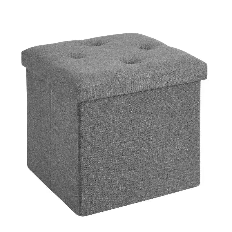 VECELO Banc de Rangement Pliant 46/30/15/11.8, Coffre de Rangement, Tabouret Repose-Pieds en Tissu de Lin, Poufs de Rangement, Pouf de Rangement Pliant