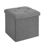 VECELO Banc de Rangement Pliant 46/30/15/11.8, Coffre de Rangement, Tabouret Repose-Pieds en Tissu de Lin, Poufs de Rangement, Pouf de Rangement Pliant