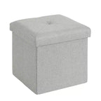 VECELO Banc de Rangement Pliant 46/30/15/11.8, Coffre de Rangement, Tabouret Repose-Pieds en Tissu de Lin, Poufs de Rangement, Pouf de Rangement Pliant
