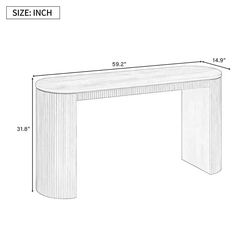 Console de table courbée Whisen avec un design unique à rayures verticales pour le salon, le bureau et l'entrée
