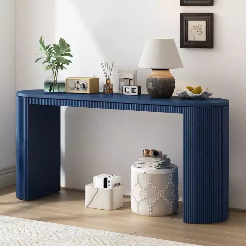 Console de table courbée Whisen avec un design unique à rayures verticales pour le salon, le bureau et l'entrée