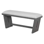 Whisen Ensemble de 6 pièces de table et chaises de salle à manger de cuisine rétro pour 6 personnes, ensemble table et chaises de cuisine en bois avec banc, piètement à tréteaux, coussin moelleux