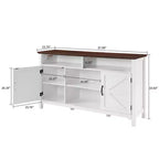 Buffet de ferme avec portes battantes de style grange, grand meuble de rangement de cuisine de 147 cm avec étagères réglables