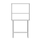 Table de préparation et de travail portable Flash Furniture Rawcliffe avec étagère supérieure en acier inoxydable de calibre 18, double sur-étagère et étagère inférieure en acier galvanisé