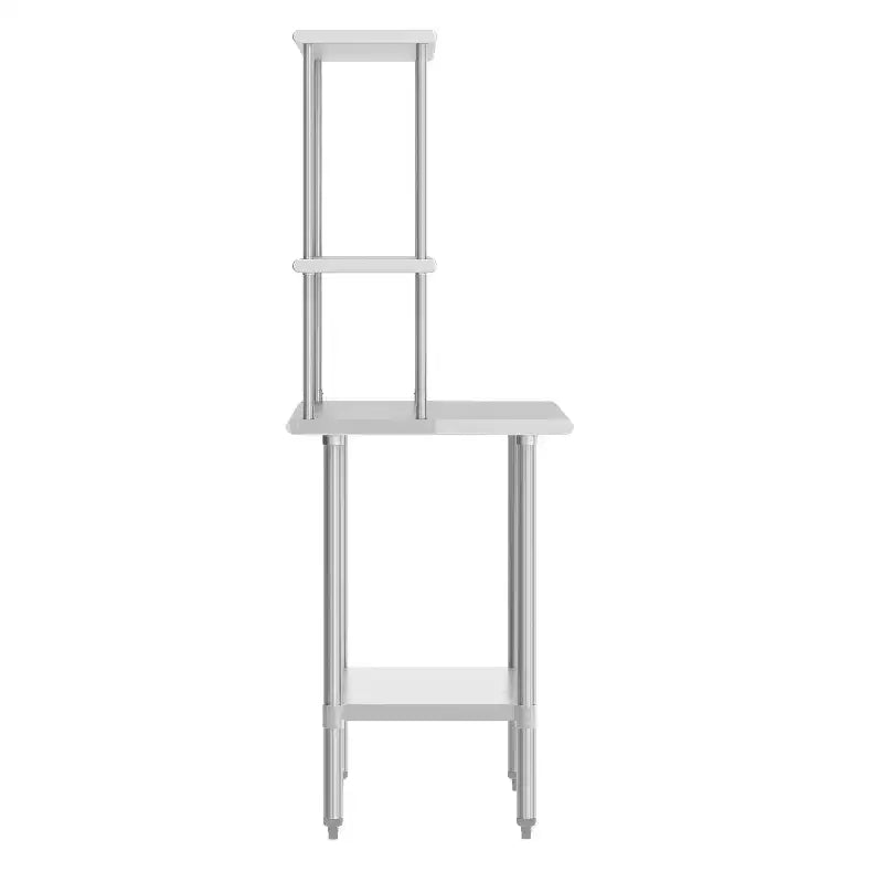 Table de préparation et de travail portable Flash Furniture Rawcliffe avec étagère supérieure en acier inoxydable de calibre 18, double sur-étagère et étagère inférieure en acier galvanisé
