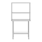 Table de préparation et de travail portable Flash Furniture Rawcliffe avec étagère supérieure en acier inoxydable de calibre 18, double sur-étagère et étagère inférieure en acier galvanisé