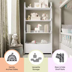 Étagère à livres ouverte Buzz & Bloom pour enfants avec 3 tablettes et bac de rangement inférieur, blanche