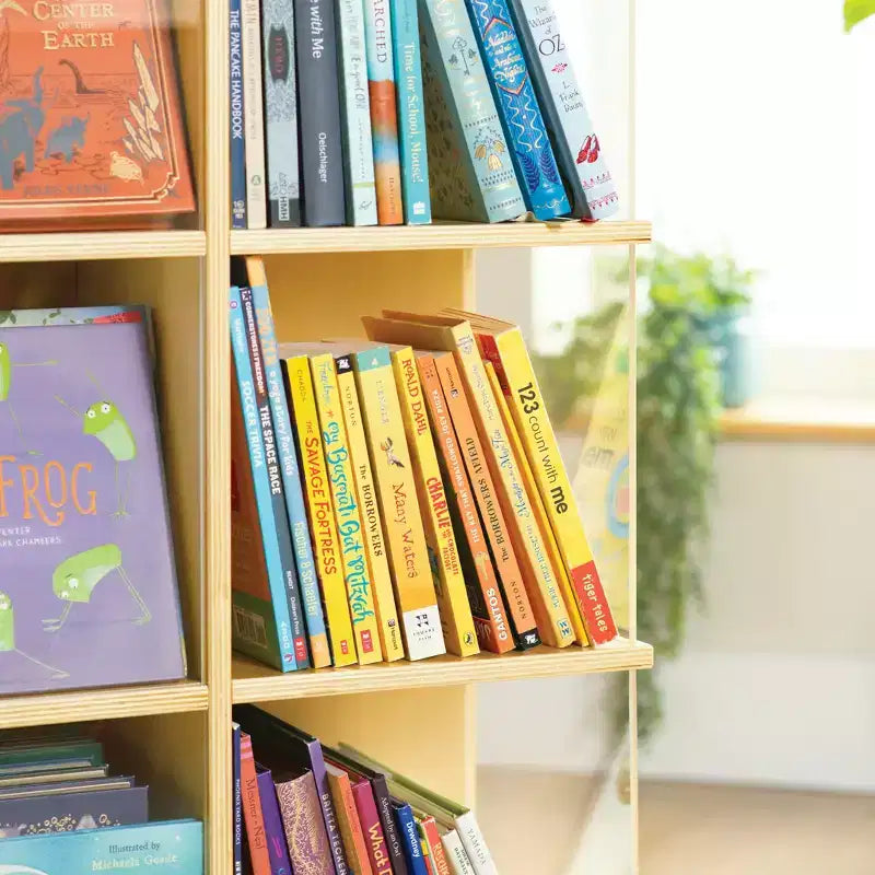 EdQ Présentoir rotatif grand format blanc : Étagère à livres à 3 niveaux pour le rangement en classe, Organisateur de livres avec étagères en acrylique pour l'organisation de l'école à la maison