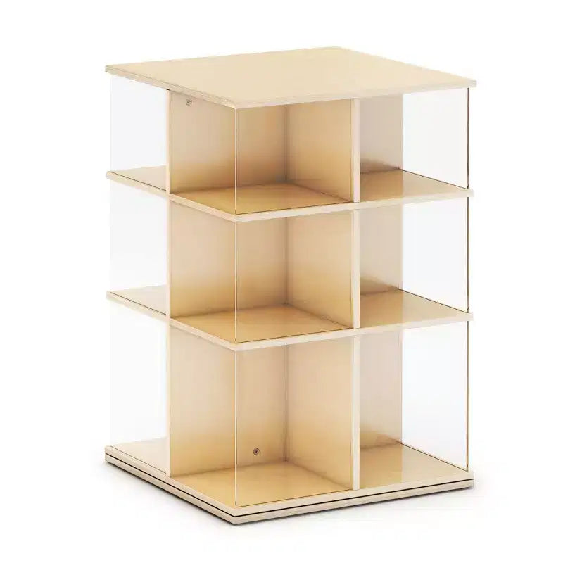 EdQ Présentoir rotatif grand format blanc : Étagère à livres à 3 niveaux pour le rangement en classe, Organisateur de livres avec étagères en acrylique pour l'organisation de l'école à la maison