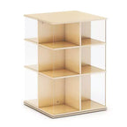 EdQ Présentoir rotatif grand format blanc : Étagère à livres à 3 niveaux pour le rangement en classe, Organisateur de livres avec étagères en acrylique pour l'organisation de l'école à la maison