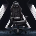 Chaise de jeu en cuir PU anti-transpiration avec accoudoirs fixes, support lombaire ergonomique et double accoudoir et repose-pieds