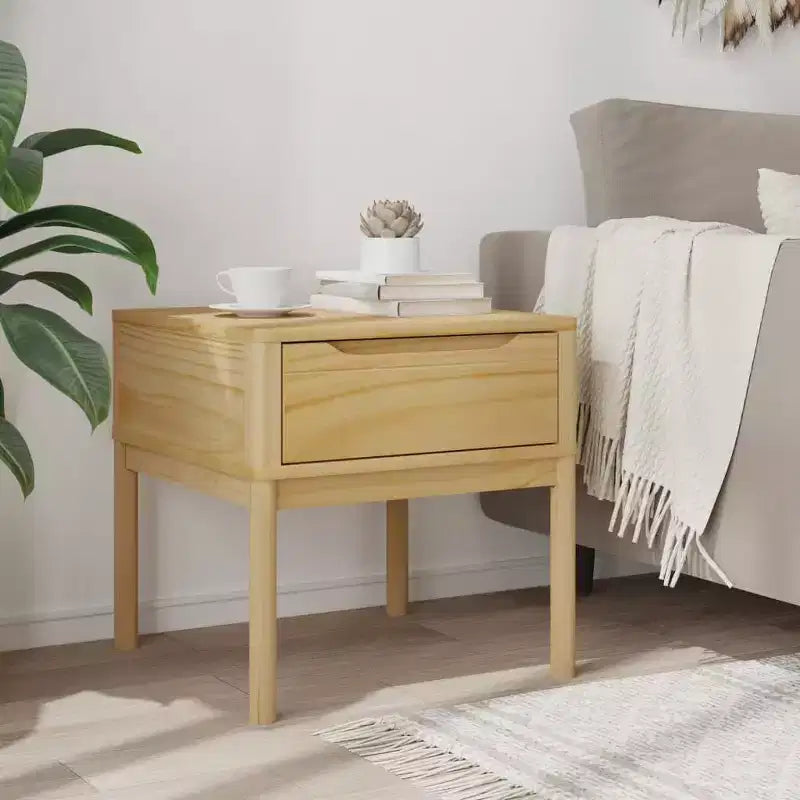 vidaXL Table d'appoint avec Rangement, Table de Chevet, Meuble de Salon, Bois de Pin Massif