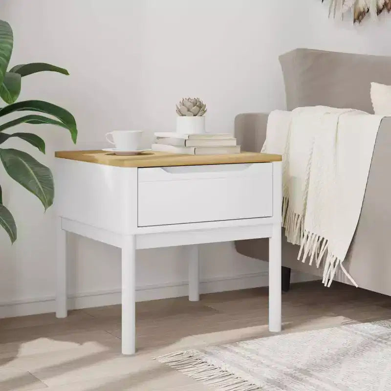 vidaXL Table d'appoint avec Rangement, Table de Chevet, Meuble de Salon, Bois de Pin Massif