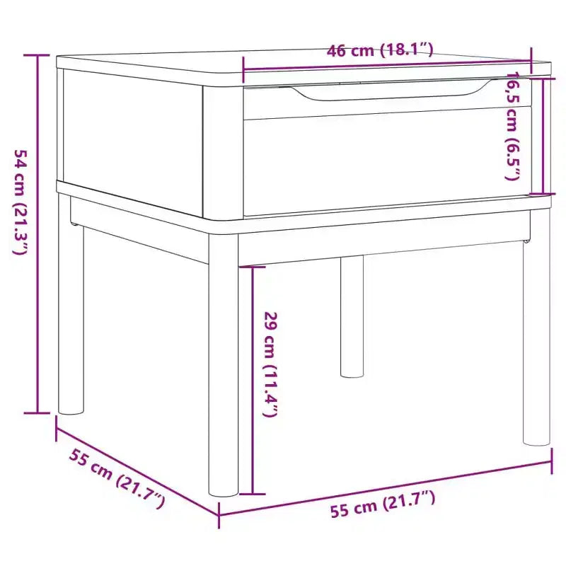 vidaXL Table d'appoint avec Rangement, Table de Chevet, Meuble de Salon, Bois de Pin Massif
