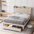 Whizmax Bed Frame with 2 Storage Drawers, Upholstered Platform Bed Frame with Storage Headboard, Mattress Foundation with Solid Wooden Slats Support