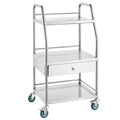 VEVOR Lab Serving Cart, 3 Layers Stainless Steel Utility Rolling Cart, Medical Cart with A Drawer, Dental Utility Cart with Lockable Wheels