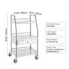 Chariot de service de laboratoire VEVOR, chariot roulant utilitaire à 3 niveaux en acier inoxydable, chariot médical avec tiroir, chariot utilitaire dentaire avec roues verrouillables
