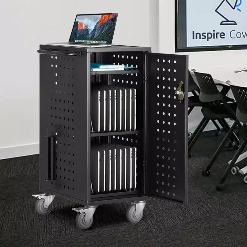 Chariot pour ordinateur portable VEVOR, chariot de charge mobile pour 20 appareils, pour écrans jusqu'à 15,6 pouces, chariot de charge mobile pour bureau et salle de classe, pour Chromebook