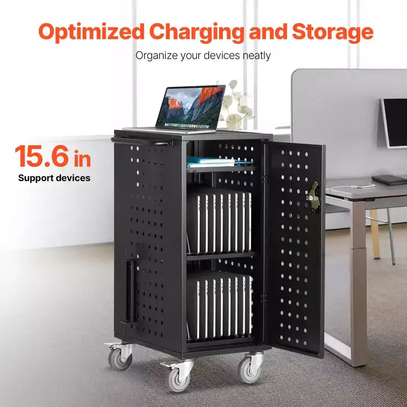 Chariot pour ordinateur portable VEVOR, chariot de charge mobile pour 20 appareils, pour écrans jusqu'à 15,6 pouces, chariot de charge mobile pour bureau et salle de classe, pour Chromebook