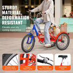 VEVOR Tricycle pliant adulte, 20 pouces 7 vitesses, en acier au carbone, vélo cruiser à 3 roues avec grand panier et siège réglable